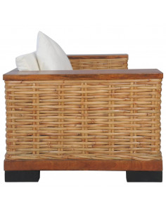 Set di Divani 3 pz con Cuscini in Rattan Naturale Marrone 2