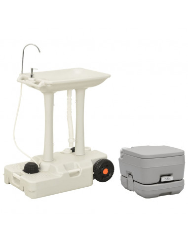 Set Toilette da Campeggio Portatile e Supporto Lavamani