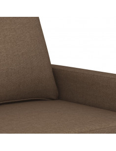 Set di Divani 3 pz con Cuscini Marrone in Tessuto 2