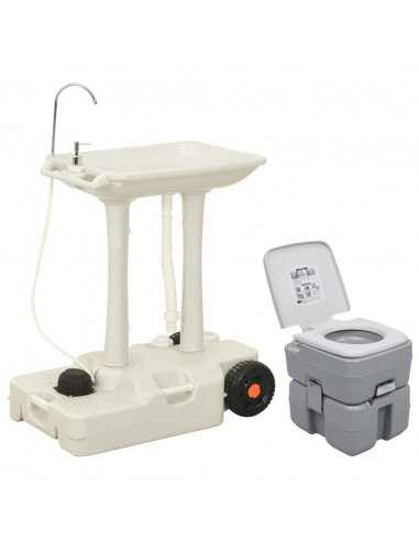 Set Toilette da Campeggio Portatile e Supporto Lavamani