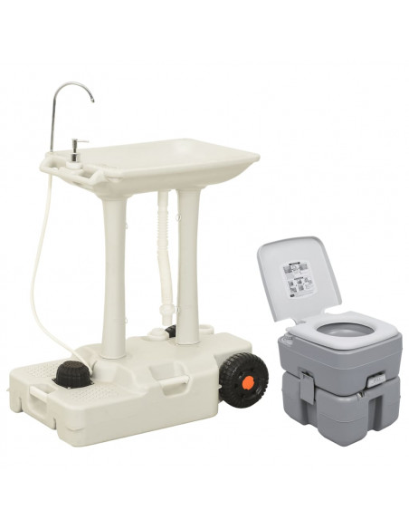 Set Toilette da Campeggio Portatile e Supporto Lavamani