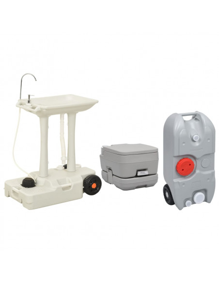 Set Toilette Portatile Campeggio Supporto Lavamani Tanica Acqua