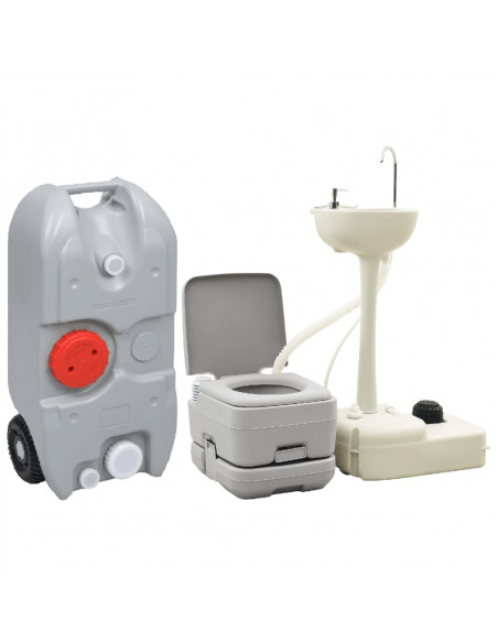Set Toilette Portatile Campeggio Supporto Lavamani Tanica Acqua