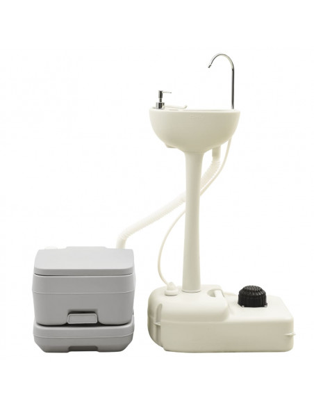 Set Toilette Portatile Campeggio Supporto Lavamani Tanica Acqua