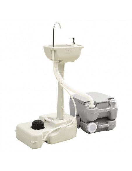 Set Toilette Portatile Campeggio Supporto Lavamani Tanica Acqua