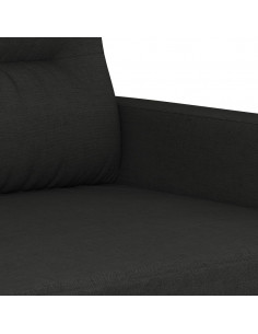 Set di Divani 3 pz con Cuscini Nero in Tessuto 2