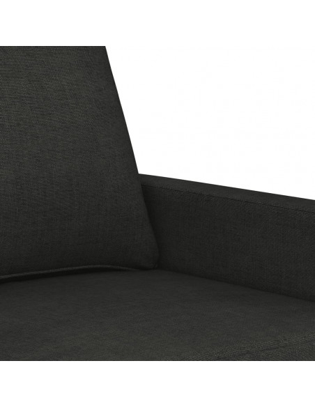 Set di Divani 3 pz con Cuscini Nero in Tessuto