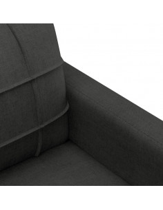 Set di Divani 3 pz con Cuscini Nero in Tessuto 2