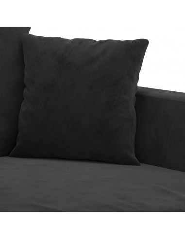 Set di Divani 3 pz con Cuscini Nero in Velluto