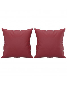 Set di Divani 3 pz con Cuscini Rosso Vino in Similpelle