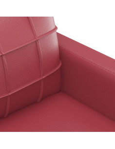 Set di Divani 3 pz con Cuscini Rosso Vino in Similpelle