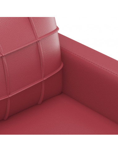 Set di Divani 3 pz con Cuscini Rosso Vino in Similpelle