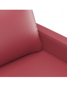 Set di Divani 3 pz con Cuscini Rosso Vino in Similpelle