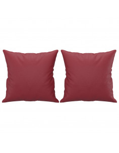 Set di Divani 3 pz con Cuscini Rosso Vino in Similpelle