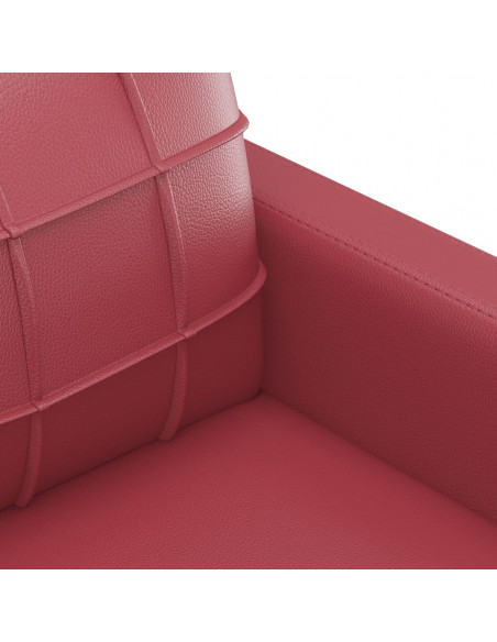 Set di Divani 3 pz con Cuscini Rosso Vino in Similpelle