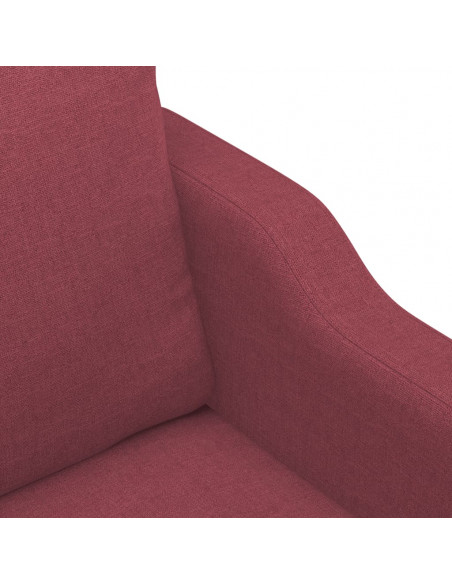 Set di Divani 3 pz con Cuscini Rosso Vino in Tessuto