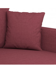 Set di Divani 3 pz con Cuscini Rosso Vino in Tessuto 2