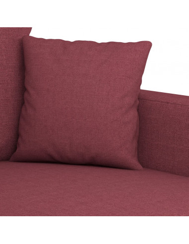 Set di Divani 3 pz con Cuscini Rosso Vino in Tessuto