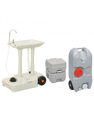 Set Toilette Portatile Campeggio Supporto Lavamani Tanica Acqua