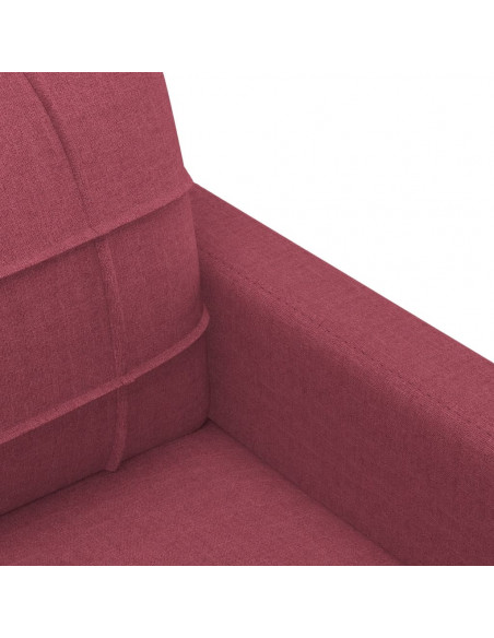Set di Divani 3 pz con Cuscini Rosso Vino in Tessuto