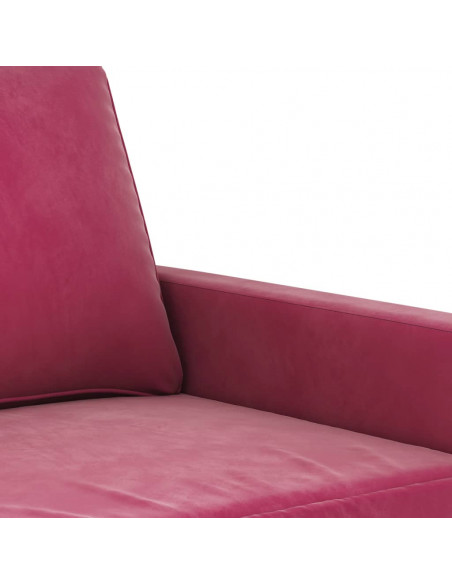 Set di Divani 3 pz con Cuscini Rosso Vino in Velluto