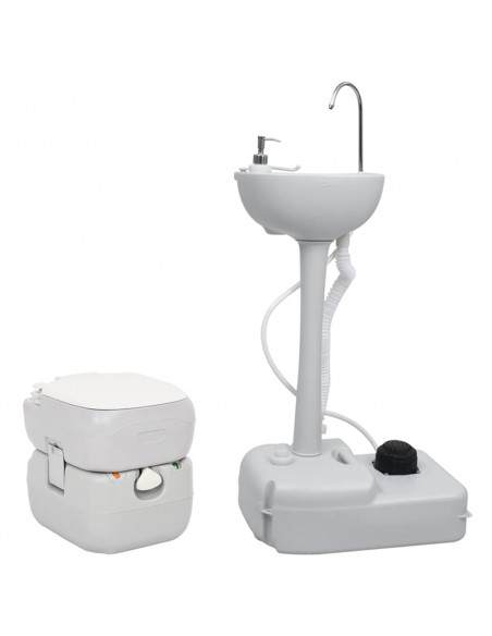 Set Toilette da Campeggio Portatile e Supporto Lavamani
