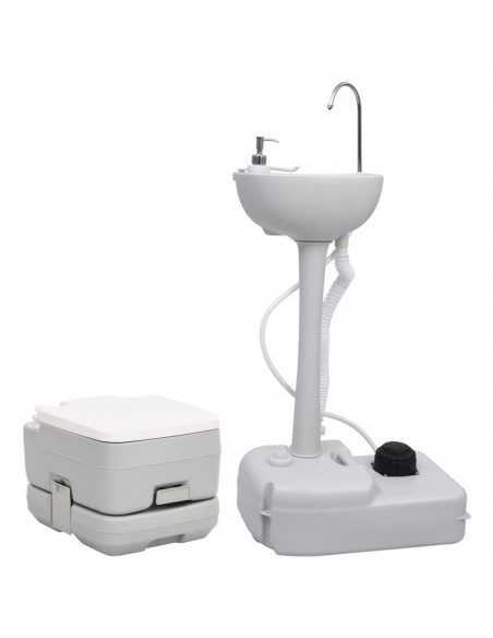 Set Toilette da Campeggio Portatile e Supporto Lavamani