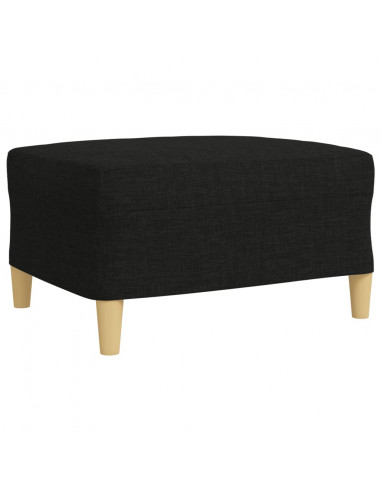 Set di Divani 3 pz con Poggiapiedi Nero in Tessuto