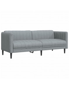 Set di Divani 3 pz Grigio Chiaro in Tessuto 2