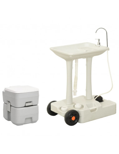 Set Toilette da Campeggio Portatile e Supporto Lavamani