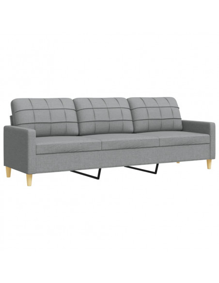 Set di Divani 3 pz Grigio Chiaro in Tessuto