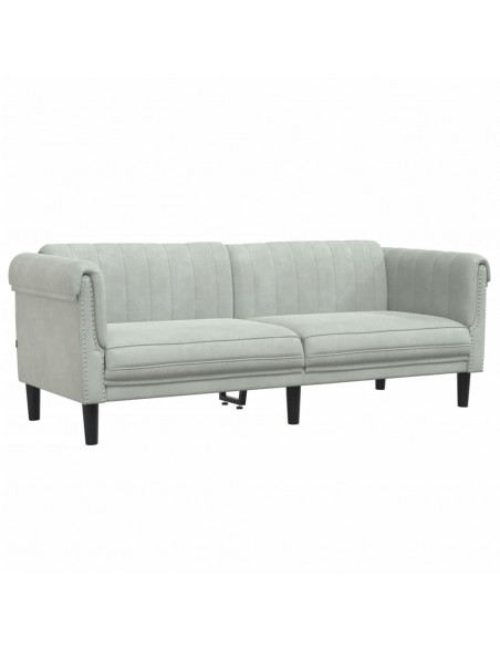 Set di Divani 3 pz Grigio Chiaro in Velluto