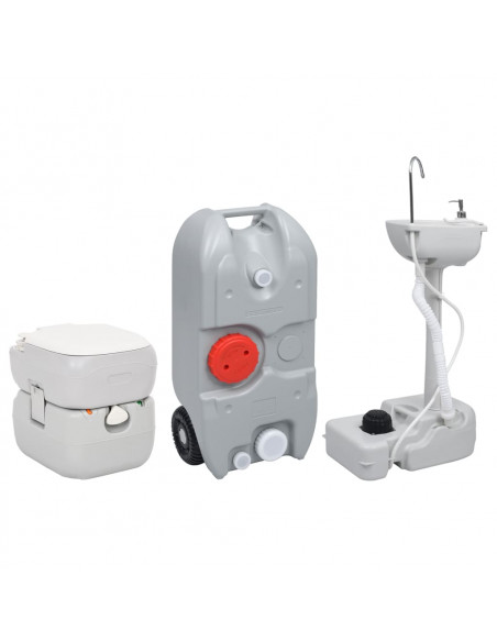 Set Toilette Portatile Campeggio Supporto Lavamani Tanica Acqua