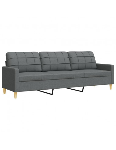 Set di Divani 3 pz Grigio Scuro in Tessuto
