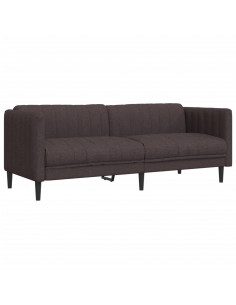 Set di Divani 3 pz Marrone Scuro in Tessuto 2