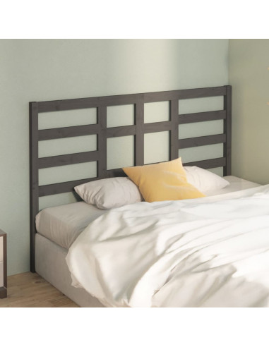Testiera per Letto Grigia 141x4x104cm in Legno Massello di Pino