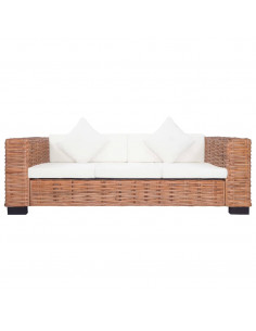 Set di Divani con Cuscini 2 pz in Rattan Naturale