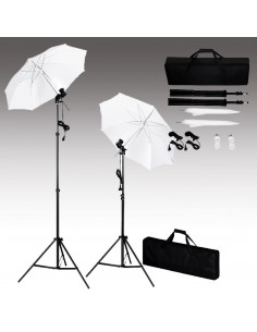 Set di Luci per Set Fotografico con Stativi e Ombrelli