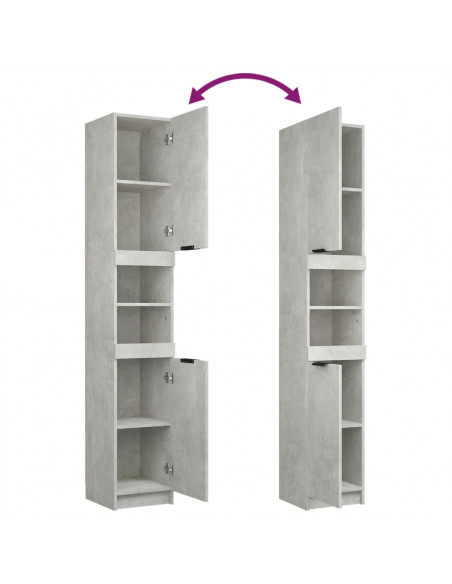 Set di Mobili da Bagno 3 pz Grigio Cemento in Legno Multistrato
