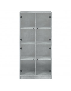 Credenza con Ante Grigio Cemento 68x37x142 cm Legno Multistrato 2