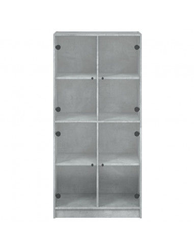 Credenza con Ante Grigio Cemento 68x37x142 cm Legno Multistrato