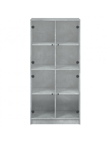 Credenza con Ante Grigio Cemento 68x37x142 cm Legno Multistrato