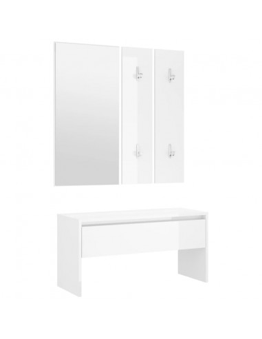 Set di Mobili da Corridoio Bianco Lucido in Legno Multistrato