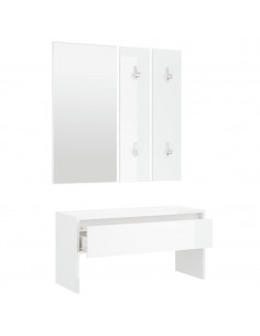 Set di Mobili da Corridoio Bianco Lucido in Legno Multistrato 2