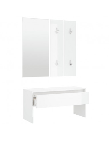 Set di Mobili da Corridoio Bianco Lucido in Legno Multistrato