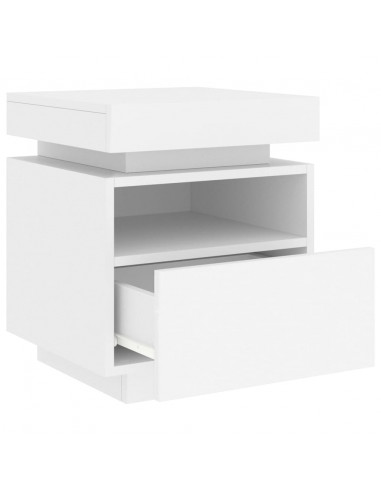 Comodini con Luci LED 2pz Bianchi 40x39x48,5 cm