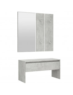 Set di Mobili da Corridoio Grigio Cemento in Legno Multistrato 2
