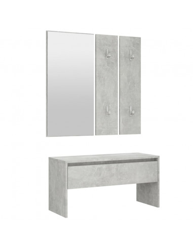 Set di Mobili da Corridoio Grigio Cemento in Legno Multistrato