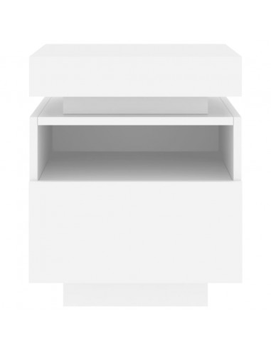 Comodini con Luci LED 2pz Bianchi 40x39x48,5 cm