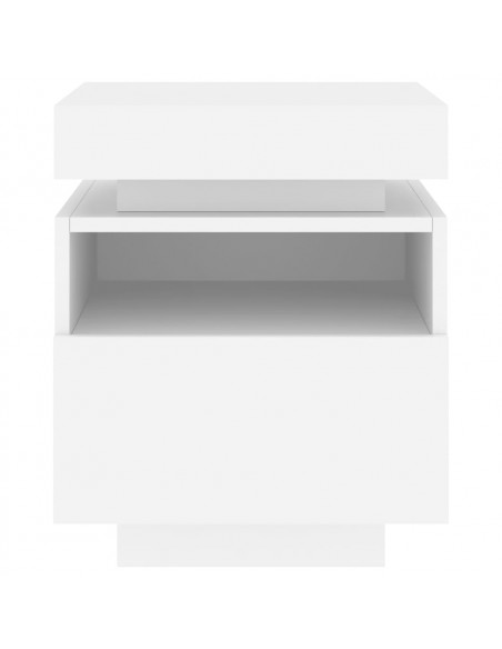 Comodini con Luci LED 2pz Bianchi 40x39x48,5 cm